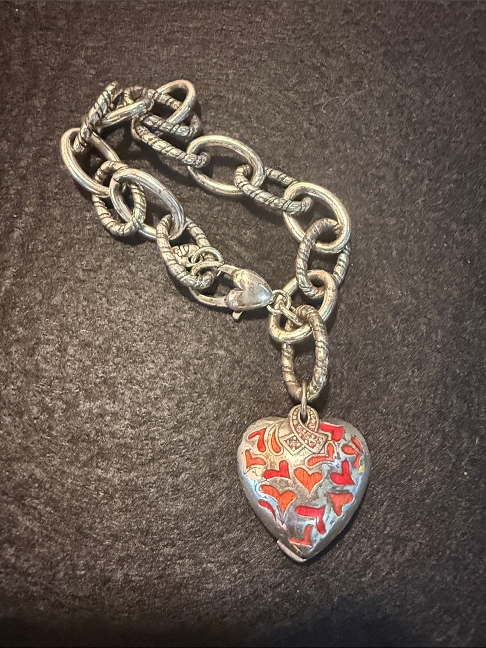 Brighton Power of Pink Sterling Silver Heart locket Bracelet (breast cancer)